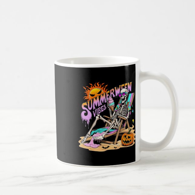 Summerween Vibes Skeleton Pumpkin Spooky Urlaub Kaffeetasse (Rechts)