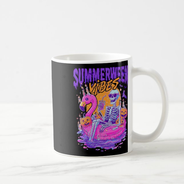 Summerween Vibes Skeleton Pumpkin Spooky Urlaub Kaffeetasse (Rechts)