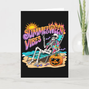 Summerween Vibes Skeleton Pumpkin Spooky Urlaub Karte