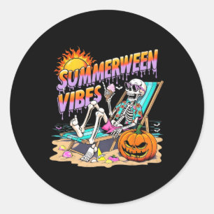 Summerween Vibes Skeleton Pumpkin Spooky Urlaub Runder Aufkleber