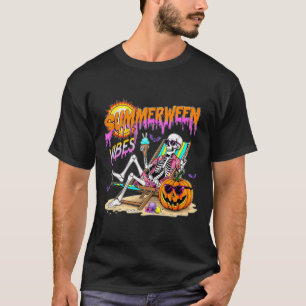Summerween Vibes Skeleton Pumpkin Spooky Urlaub T-Shirt