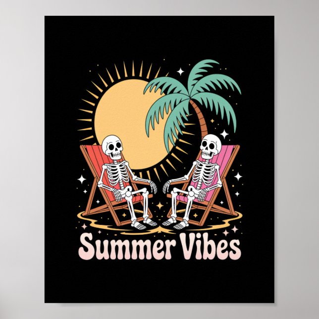 Summerween Vibes Skeleton Sommer Urlaub Strand Poster (Vorne)