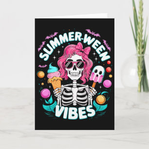 Summerween Vibes Skeleton Spooky Vacation Hallowee Karte