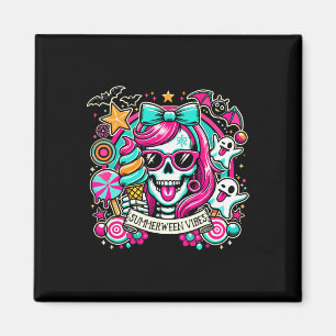 Summerween Vibes Skeleton Spooky Vacation Hallowee Magnet