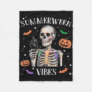 Summerween Vibes Skeleton Summer Halloween Fleecedecke