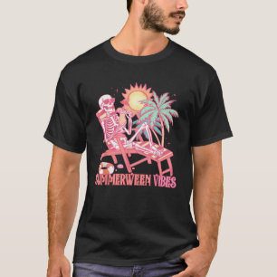 Summerween Vibes Skeleton Summer Vacation Beach Fu T-Shirt