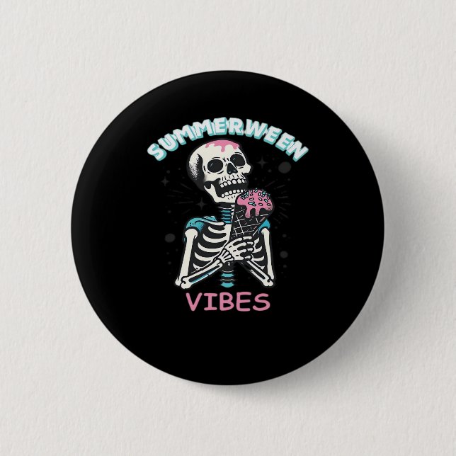 Summerween Vibes Spooky Summer Pumpkin Classic Button (Vorderseite)
