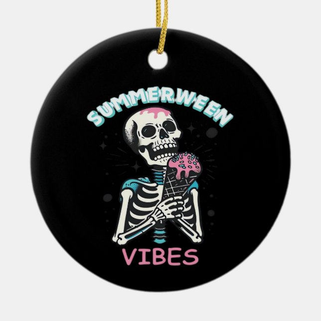 Summerween Vibes Spooky Summer Pumpkin Classic Keramik Ornament (Vorne)