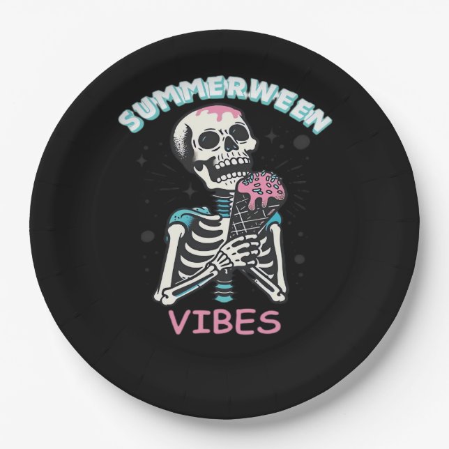 Summerween Vibes Spooky Summer Pumpkin Classic Pappteller (Vorderseite)