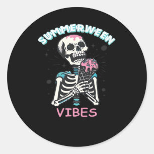 Summerween Vibes Spooky Summer Pumpkin Classic Runder Aufkleber