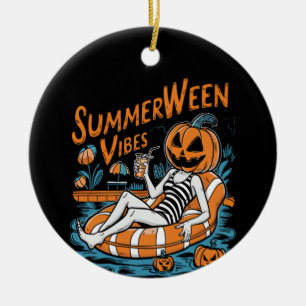 Summerween Vibes Spooky Summer Pumpkin Niedlich Keramik Ornament