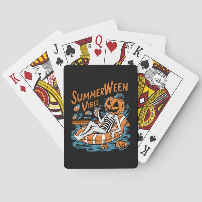 Summerween Vibes Spooky Summer Pumpkin Niedlich Spielkarten (Rückseite)