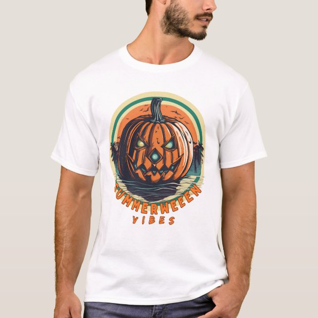 Summerween Vibes Spooky Summer Pumpkin T-Shirt (Vorderseite)