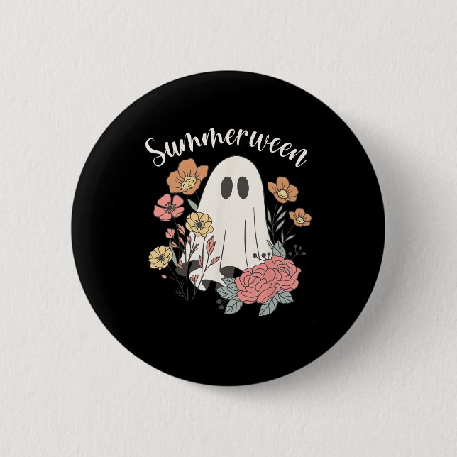 Summerween Wildblume Lustiger Geist Gruselige Sais Button (Vorderseite)