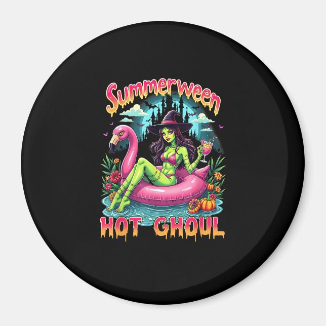 Summerween Witch Vibes Vacation Halloween Funny Pa Magnet (Vorne)