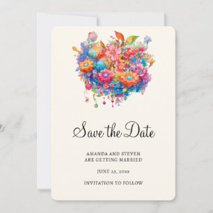 Summery Blume Bouquet Whimsical Boho Save The Date