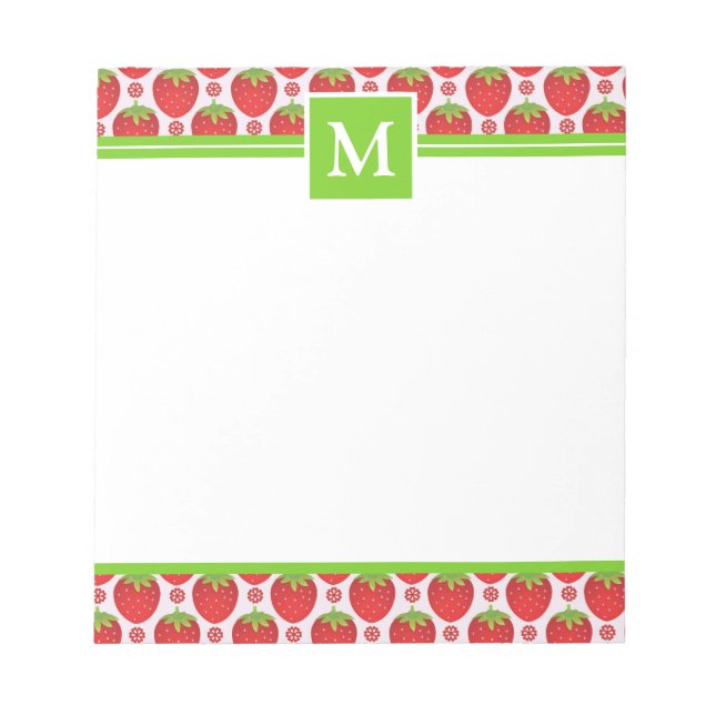 Summery Strawberries Monogram Notizblock (Vorderseite)