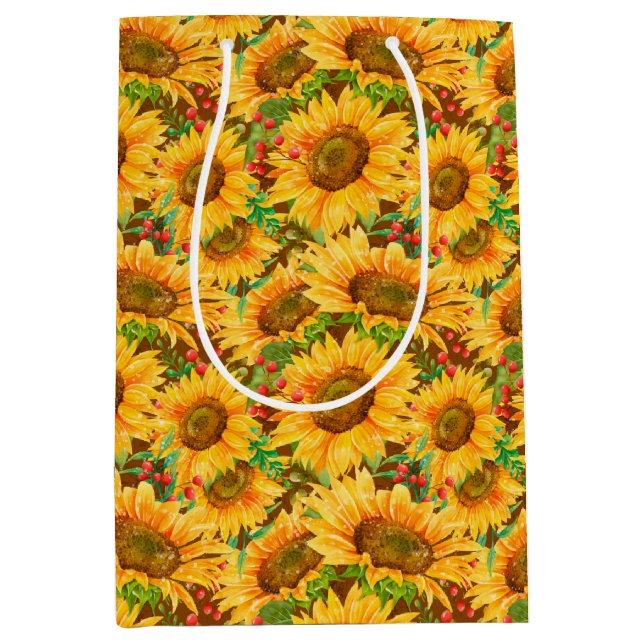 Summery Sunflowers Geschenktasche Mittlere Geschenktüte (Vorderseite)