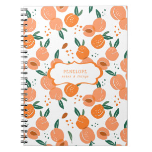 Summery Sweet Peach Pattern   Monogram-Notebook Notizblock