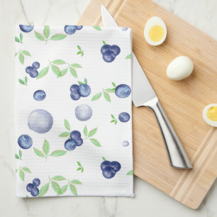 Summery Watercolor Blueberry Geschirrtuch