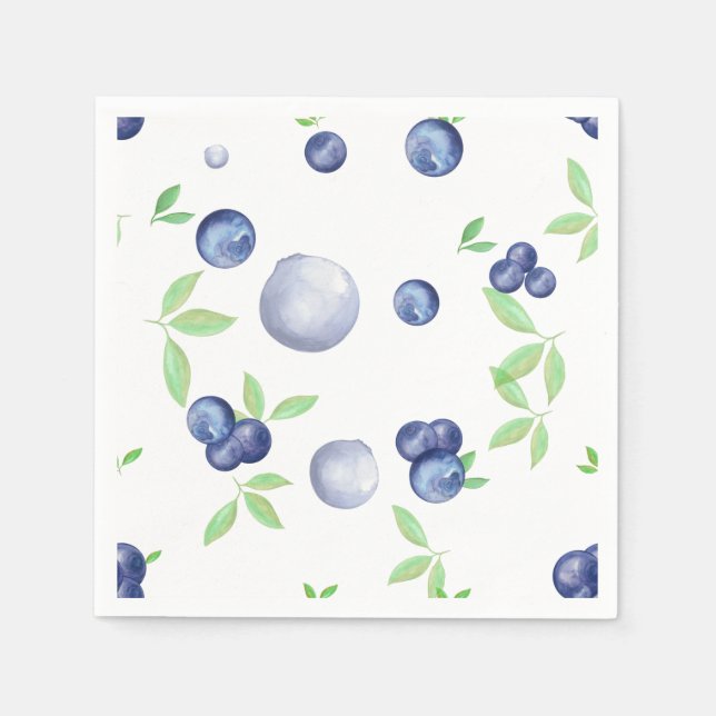 Summery Watercolor Blueberry Serviette (Vorderseite)