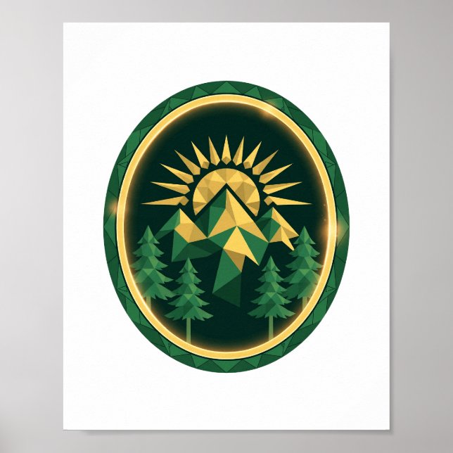 Summit Crest — Geometrisches Berg-Abzeichen Poster (Vorne)