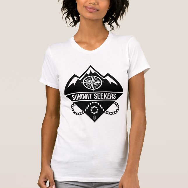 Summit Seekers Mountain Climbing Badge Design T-Shirt (Vorderseite)
