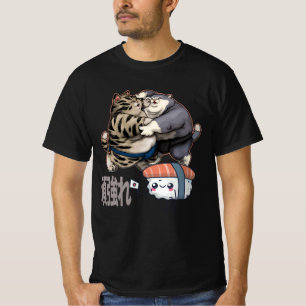 Sumo Cats Kampf für Sushi Kawaii Japanisch T-Shirt