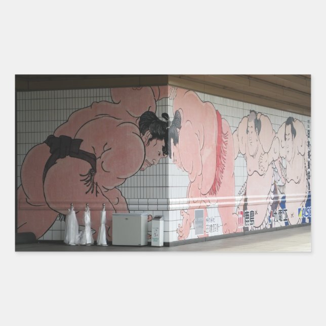 Sumo Mural Kunst Rechteckiger Aufkleber (Vorderseite)