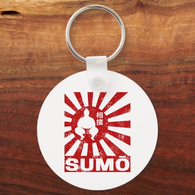 Sumo Retro Wrestler Vintages japanisches Design Schlüsselanhänger (Vorderseite)