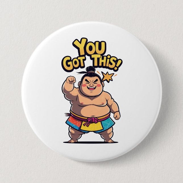 Sumo-Ringer mit der Motivation "Du Got das!" Button (Vorderseite)