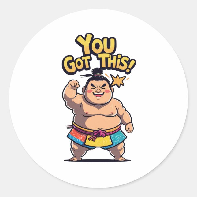 Sumo-Ringer mit der Motivation "Du Got das!" Runder Aufkleber (Vorderseite)
