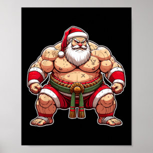 Sumo Santa Japanese Wrestler Japan Cool Weihnachte Poster