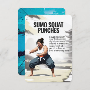 Sumo Squat Punches Fitness Card mit blauer Sicheru Save The Date