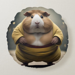 "Sumo Squeakdown: Der mächtige Meerschweinchen-Rin Rundes Kissen