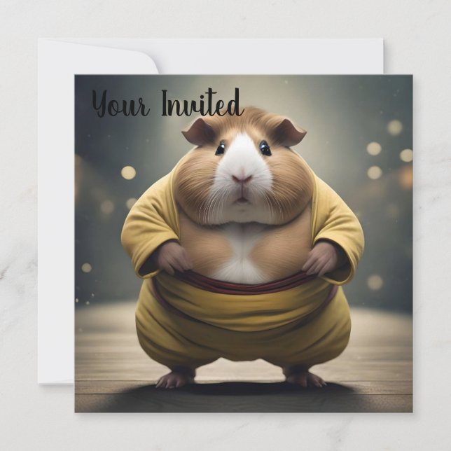 "Sumo Squeakdown: The Mighty Guinea Pig Wrestler" Einladung (Vorderseite)