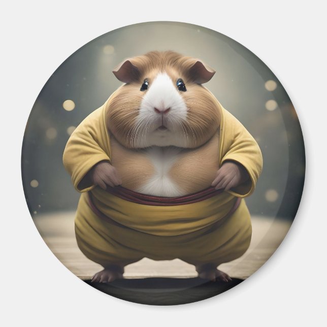 "Sumo Squeakdown: The Mighty Guinea Pig Wrestler" Magnet (Vorne)