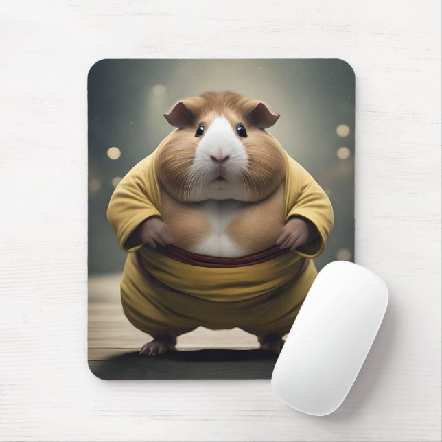 "Sumo Squeakdown: The Mighty Guinea Pig Wrestler" Mousepad (Mit Mouse)