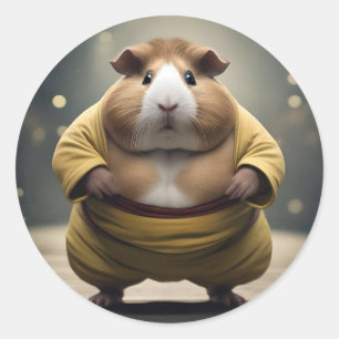 "Sumo Squeakdown: The Mighty Guinea Pig Wrestler" Runder Aufkleber