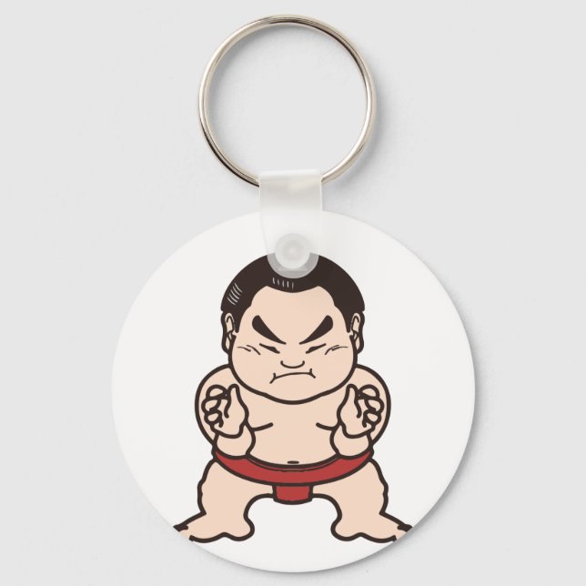 Sumo Wrestler Cartoon Japan Wrestling Schlüsselanhänger (Vorderseite)