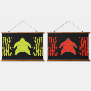 Sumo Wrestler Wandteppich Mit Holzrahmen