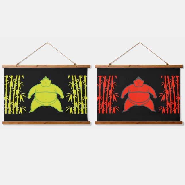 Sumo Wrestler Wandteppich Mit Holzrahmen (Doppelt)