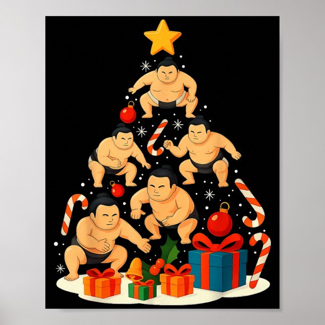 Sumo Wrestling Japanese Sumo Wrestler Christmas Tr Poster (Vorne)
