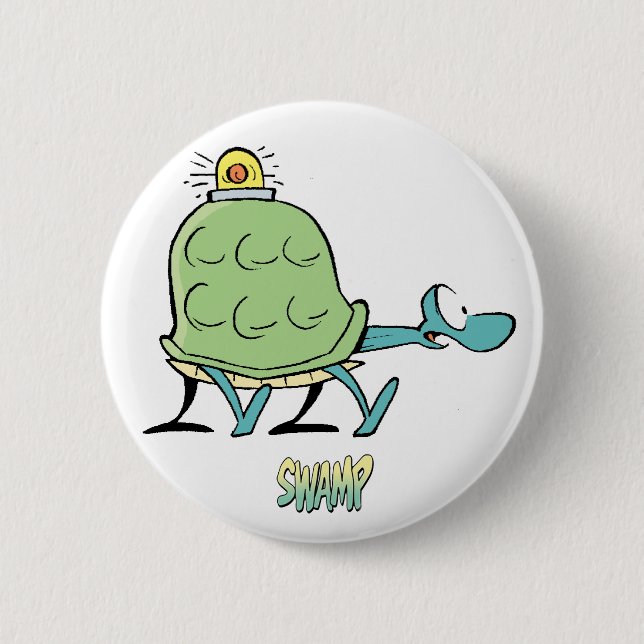 Sumpf-Cartoon-Schildkröte-Krankenwagen Button (Vorderseite)