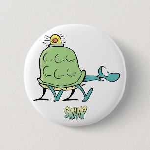Sumpf-Cartoon-Schildkröte-Krankenwagen Button