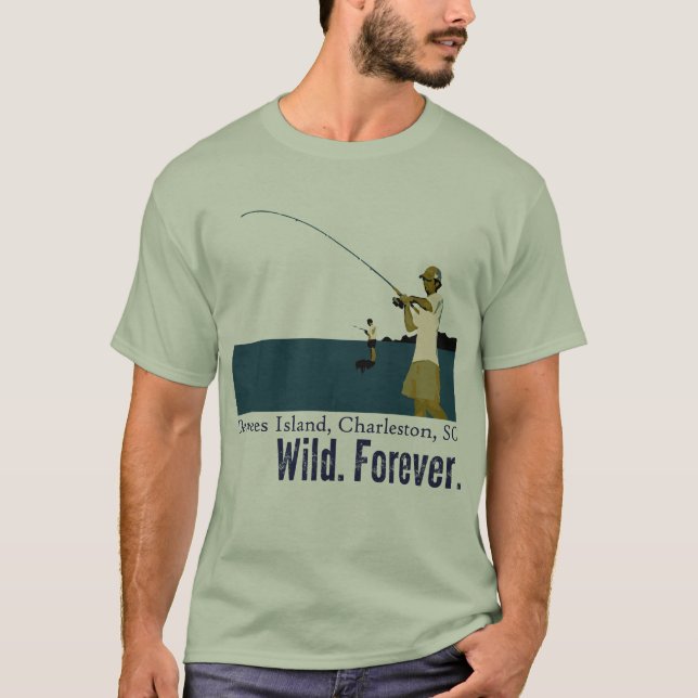 Sumpf-Fischen auf Dewees Insel - blaues Wasser T-Shirt (Vorderseite)