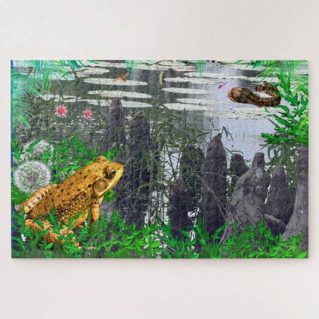 Sumpf Frosch Tier  Puzzle (Horizontal)