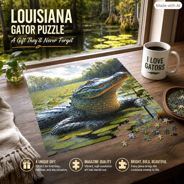 Sumpf mit Bull Alligator Jigsaw Puzzle (Von Creator hochgeladen)