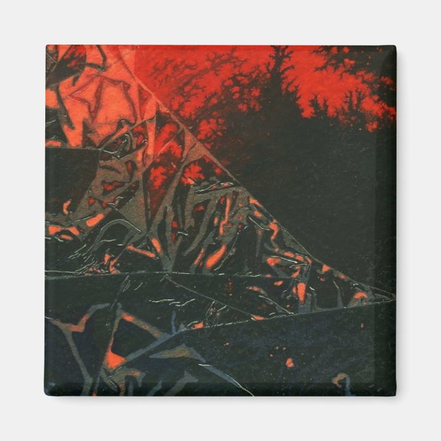 "Sumpffeuer #3" Abstrakt Art Magnet (Vorne)