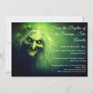 Sumpfhexe Halloween-Kostenparty-Einladung Einladung